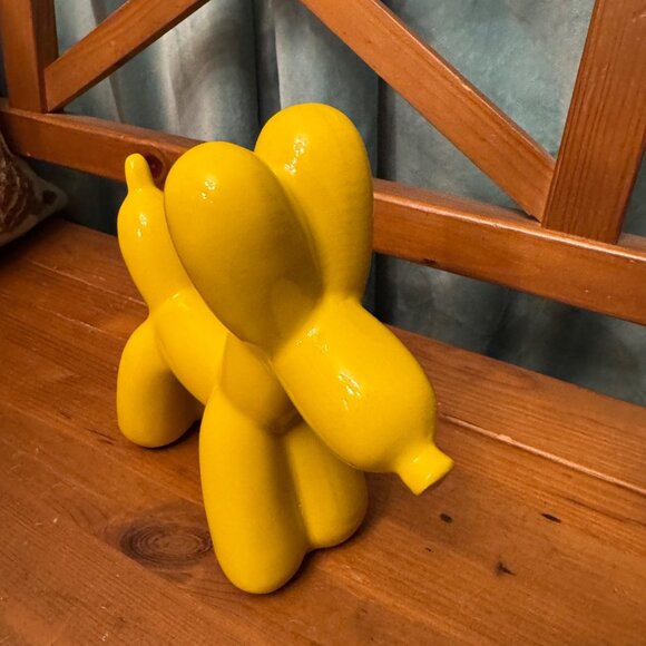 Balloon Dog Yellow Ceramic Figurine 7.5" Hx7" L Decorative Decor Statue Pop Art - Picture 2 of 9